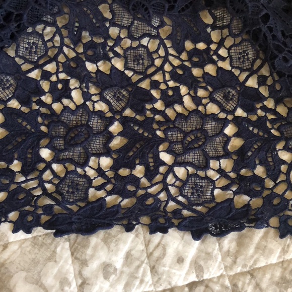 NWT Astr V-Neck Lace Fit & Flare navy blue Dress - Picture 8 of 9